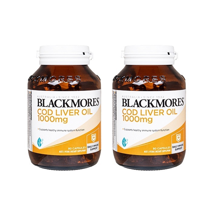 コッドリバーオイル 1000mg 80錠 2本 ブラックモアズ Blackmores Cod Liver Oil タラの肝油 海外直送 ヤマト国際便発送 日時指定不可