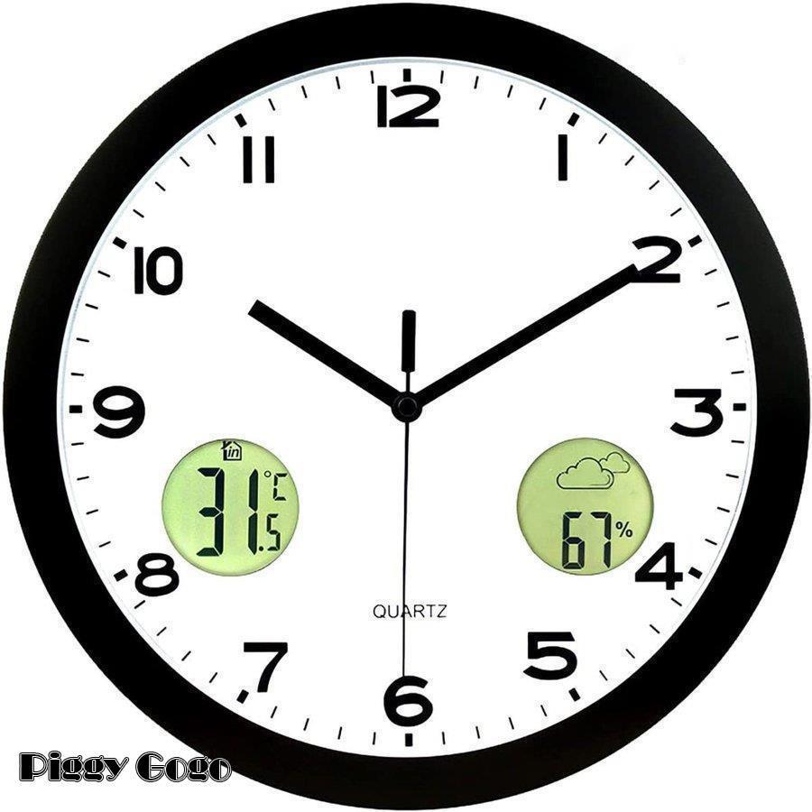 掛け時計 壁掛け時計 温度 湿度 クロック 時計 おしゃれ 北欧 静音 デジタル 温度計付き 温度計 インテリア リビング 新築祝い 湿度計