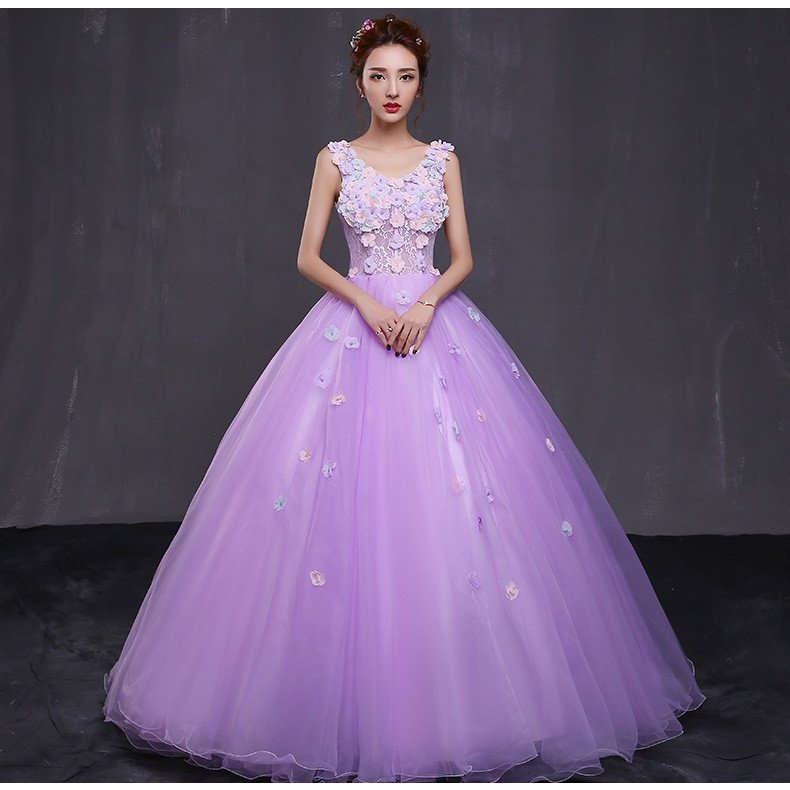 高級感 ロング丈 ウェディングドレス カラードレス パーティー 二次会 結婚式 花嫁ドレス 花嫁 ロングドレス 披露宴 上品 パープル