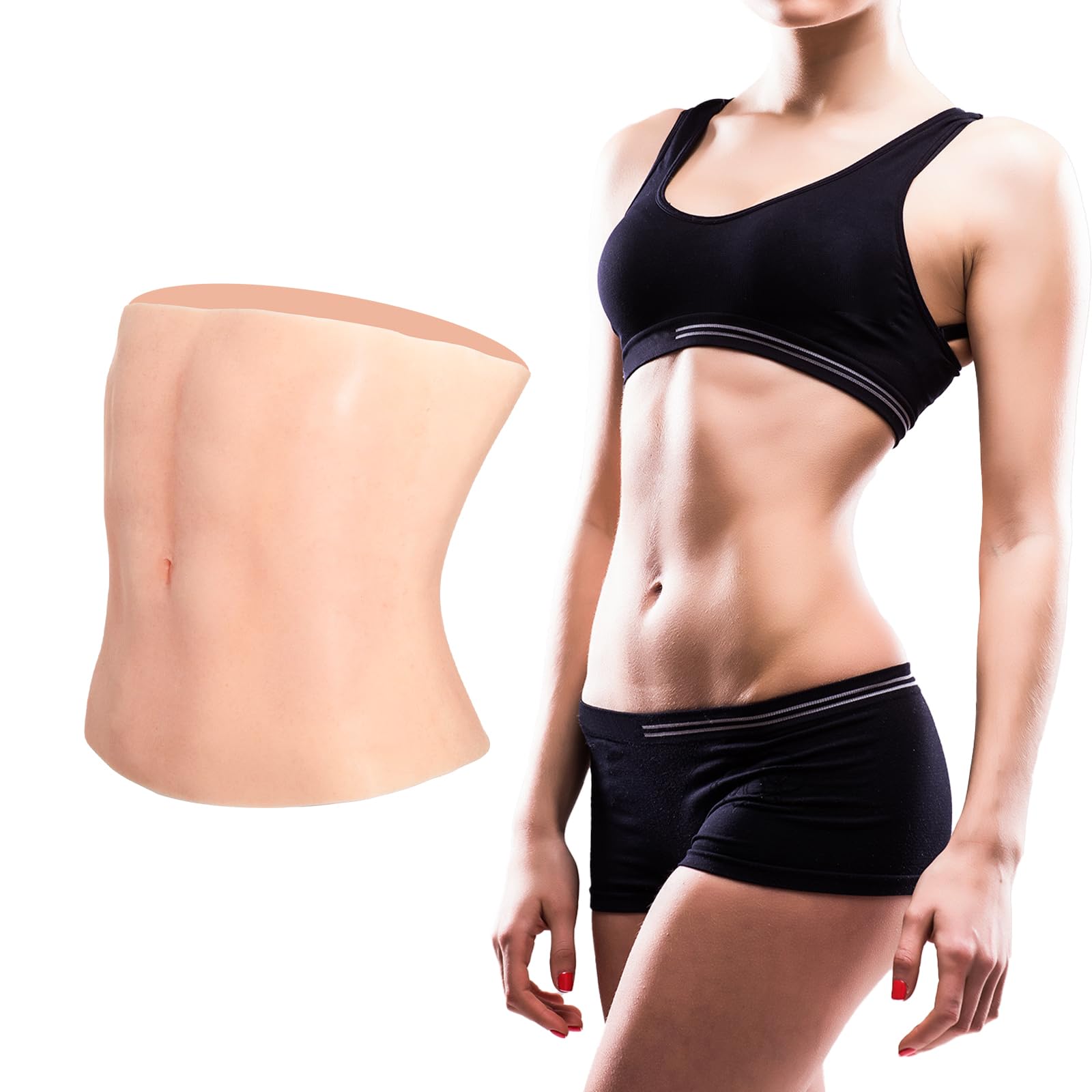 [KUMIHO] 腹筋の縦線 腹筋 筋肉スーツ 偽筋肉 美ボディ コスプレ シリコン筋肉 男装女子 肌色 フリーサイズ