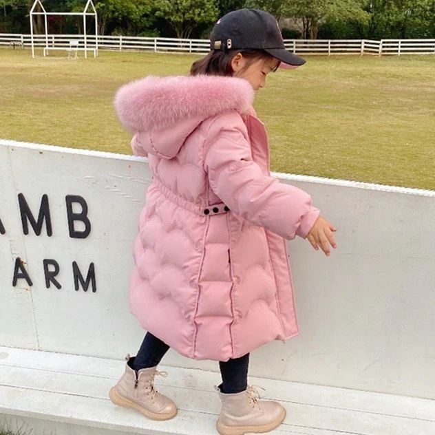 ロングダウンコート 高品キッズダウンジャケット100-150CM ワンピース 女子コート