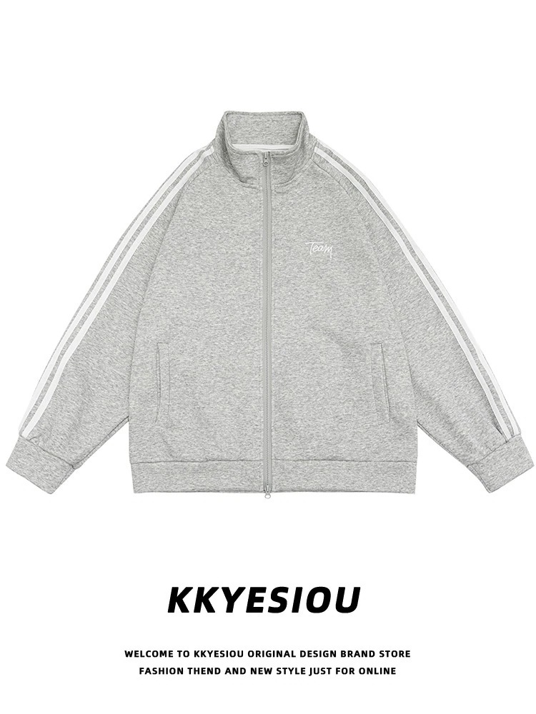 2025 春夏 韓国 かわいい レディース バイカラーックスタンドネックアウター羽織りスポーティー長袖配色コーデトップススポーツサイズサイドカジュアルシルエットファッション系フル丈トラック 5,520円