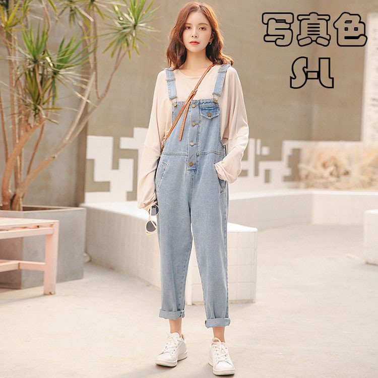 オーバーオール デニム サロペット ボトムス レディース ライトブルー おしゃれ かわいい ゆったり レディースファッション