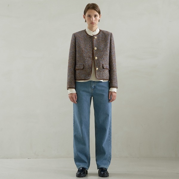 (PT-5471)Low rise washed brushed denim pants