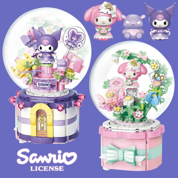 サンリオキャラクターズブロック レゴマイメロディ クロミ人形 フラワーオルゴールミュージックボックス (贈呈品なくなり次第贈呈終了)