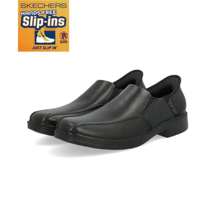 SKECHERS スケッチャーズ SLIP-INS スリップインズ CASWELL-FRANTONE【軽量】メンズビジネスシューズ スリッポン(キャスウェル) 205169 BLK [HF] ブラック