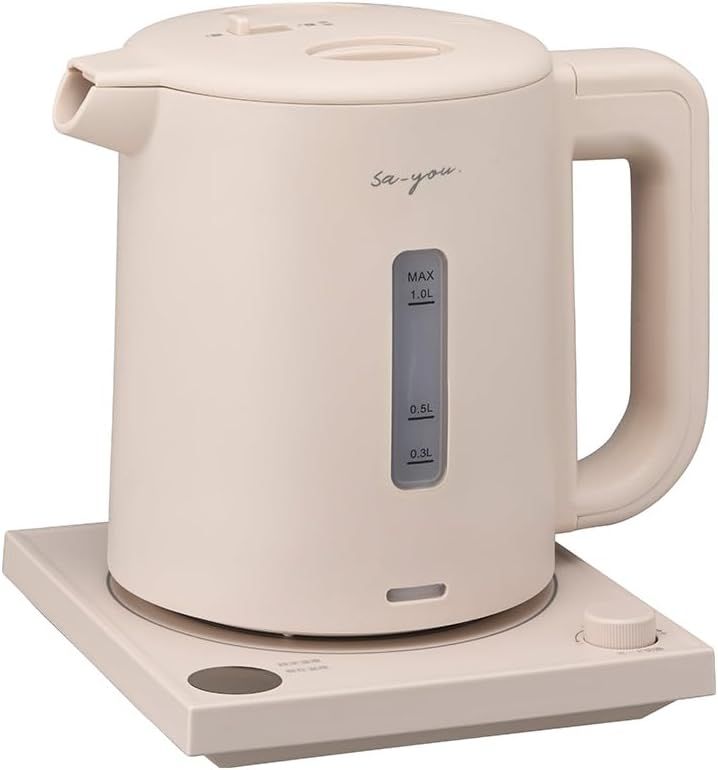 電気ケトル 白湯専科 1.0L 転倒湯もれ防止 ダイヤルプッシュ式 ピンクベージュ EKZ-102MSP