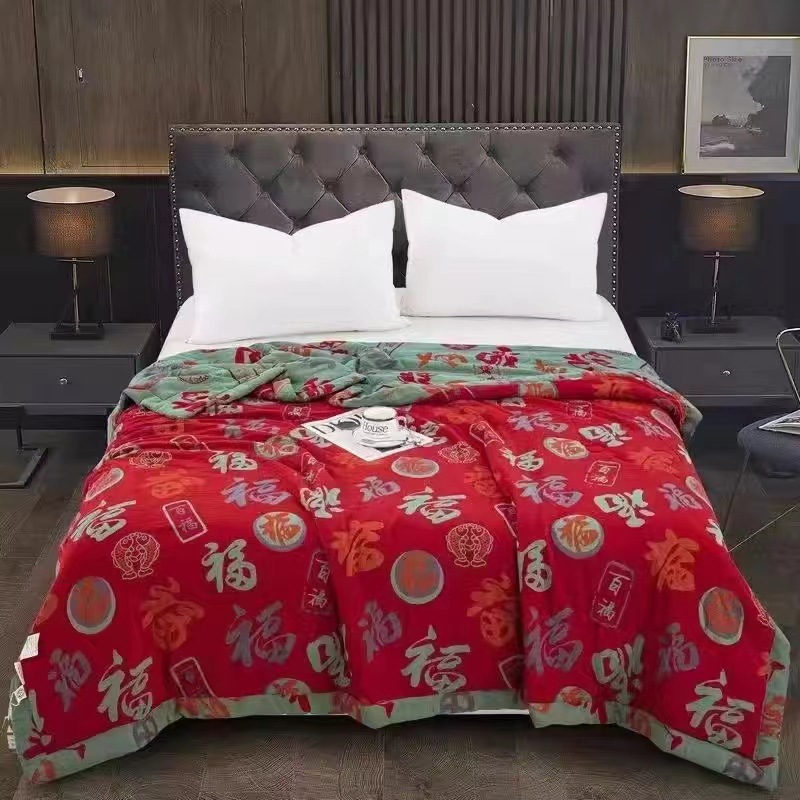 2024 新二層ガーゼサマーキルトお返しギフト Baifu 夏クールキルトビッグレッドギフトバッグ大豆空調キルト 6,961円