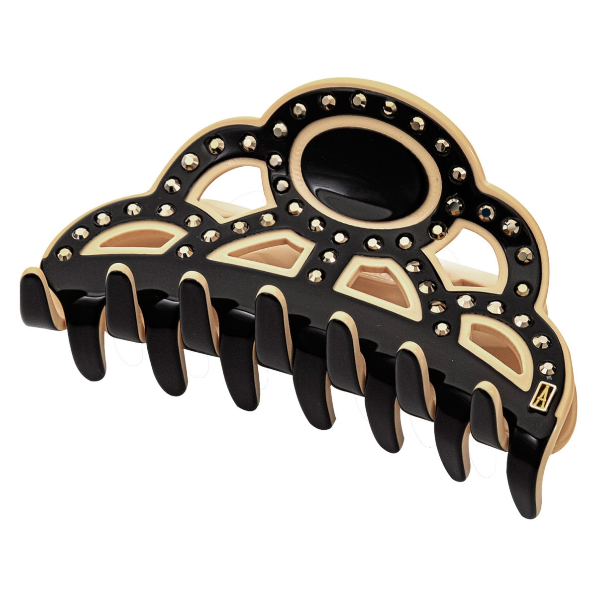 クリップ ACCM-14288-03 ROME LISERAI CHANDELIER リズレ シャンデリア 8.5cm Mサイズ スワロフスキークリスタル 髪留め レディース ブラック＋ベージュ系