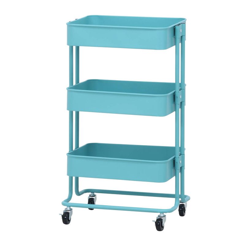 キッチンワゴン キッチンラック 3段 幅45×奥行32×高さ78.5cm ターコイズブルー スチール キャスター付き 14268 5,472円