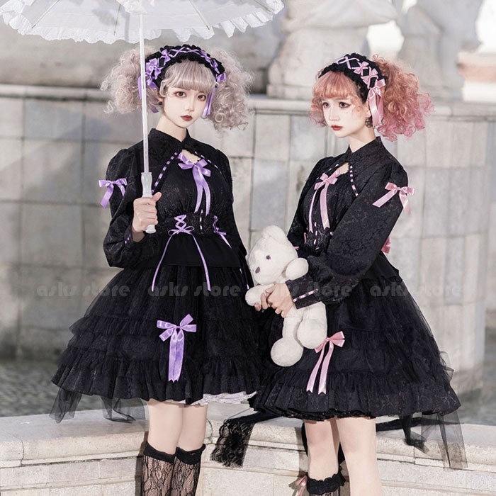 2025新作入荷 ロリータ ワンピース メイド服 長袖 蝶結び ハロウイン コスプレ衣装 コスチューム 膝丈ワンピース ゴスロリ ゴシック チュールスカート 文化祭 学園祭 衣装 仮装 可愛い メイド 5,102円