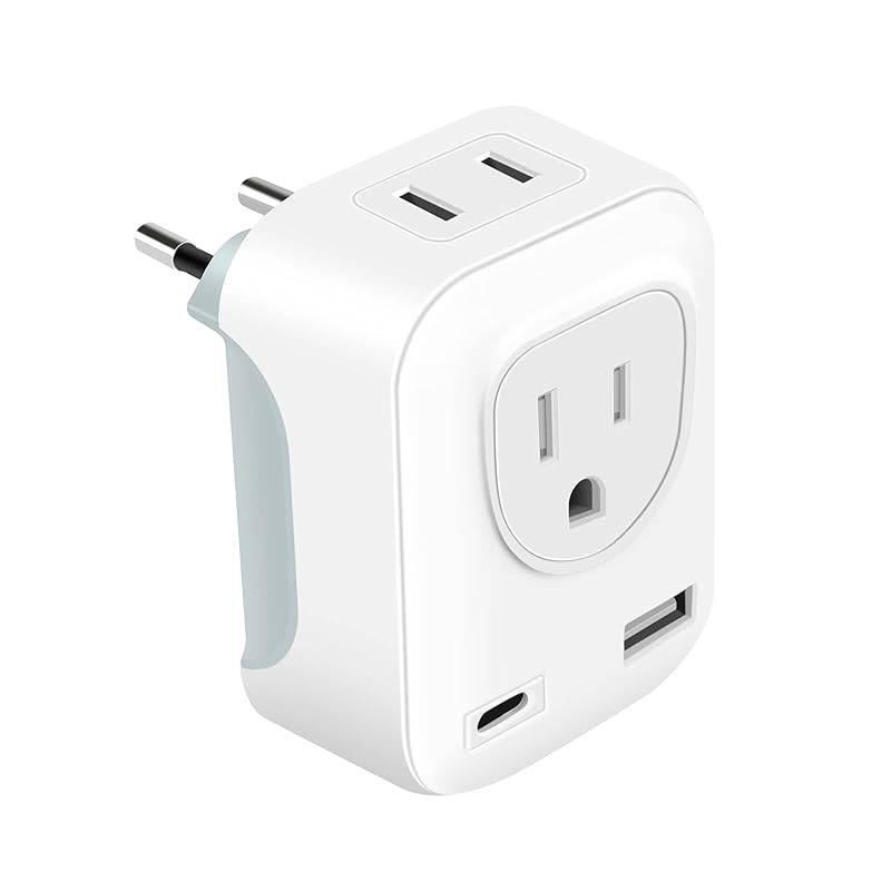 Deepklean 変換プラグ 海外 Cタイプ 旅行用変換器 電源変換アダプター コンセント 2個AC差込口 1USBポート 1TYPE-Cポート付き イタリア/スペイン/ドイツ/ベトナム/オーストリ