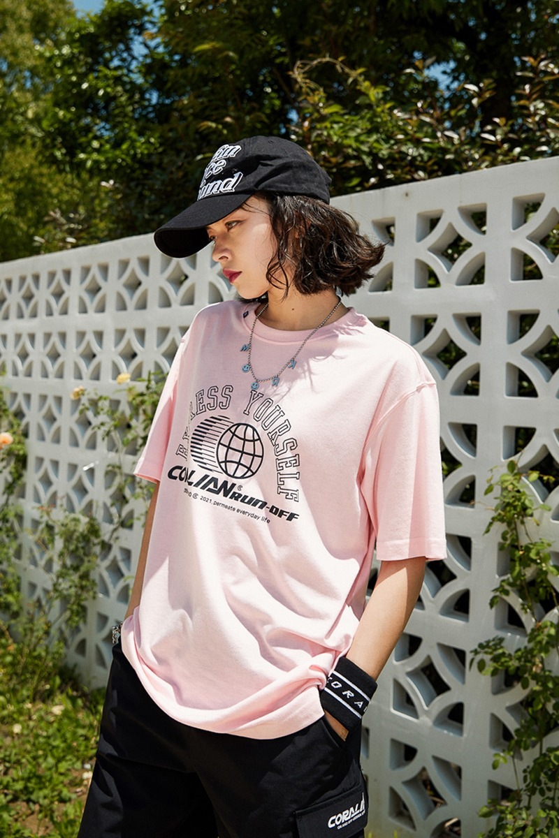 [ランオフ]ビッグロゴ 半袖 綿Tシャツ_ピンク[CRTC1188] 4,463円