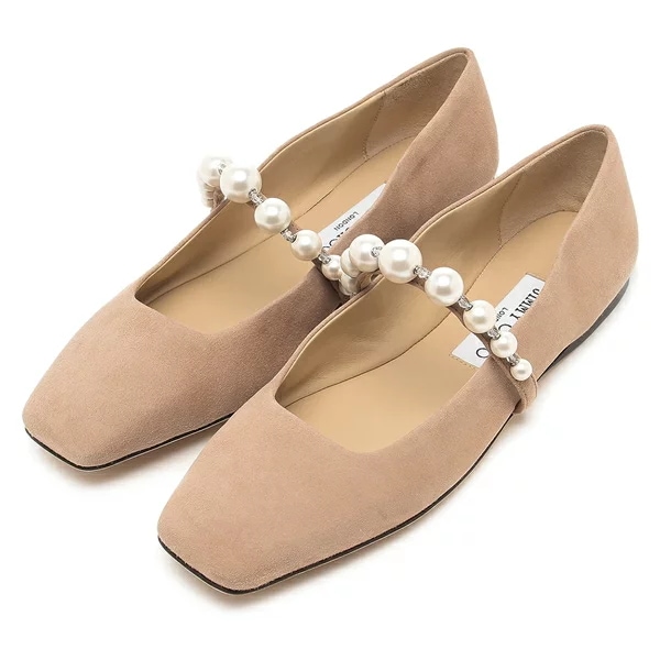 バレエシューズ フラットシューズ アデ フラット パール スクエアトゥ ピンク レディース JIMMY CHOO ADEFLAT SZR