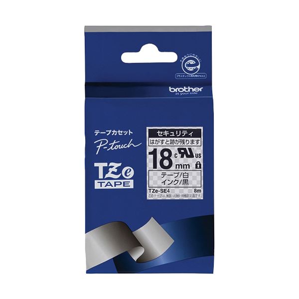(まとめ) ブラザー ピータッチ TZeテープセキュリティテープ 18mm 白/黒文字 TZE-SE4 1個 (×5セット)