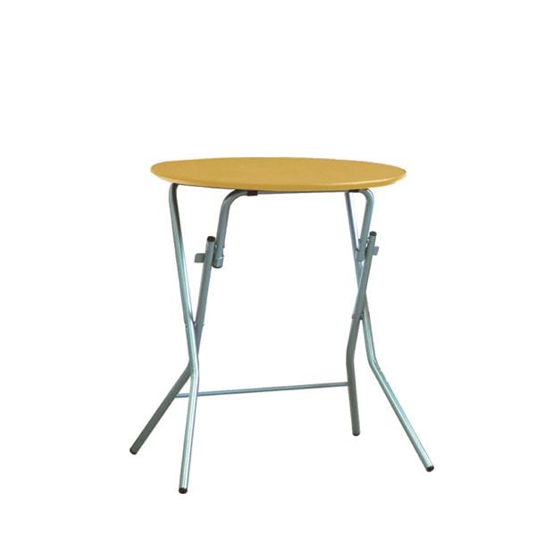 折りたたみテーブル (幅63.5cm 円形 ナチュラル×シルバー) 日本製 木製 スチールパイプ