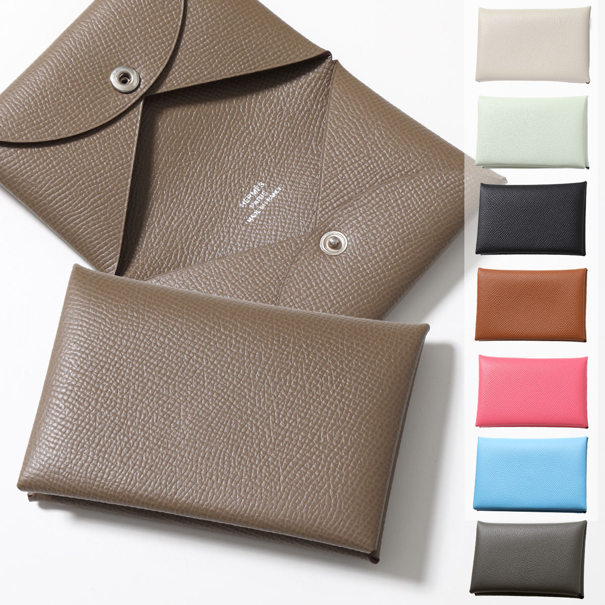 HERMES エルメス カードケース CALVI カルヴィ 044164CK 078309CK 078382CK レザー パスケース 小物入れ SV カラー18色