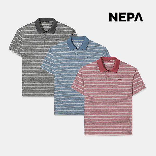 男性メランジストライプ半袖ポロシャツ 夏カラーティ デイリー半袖Tシャツ 7M35204