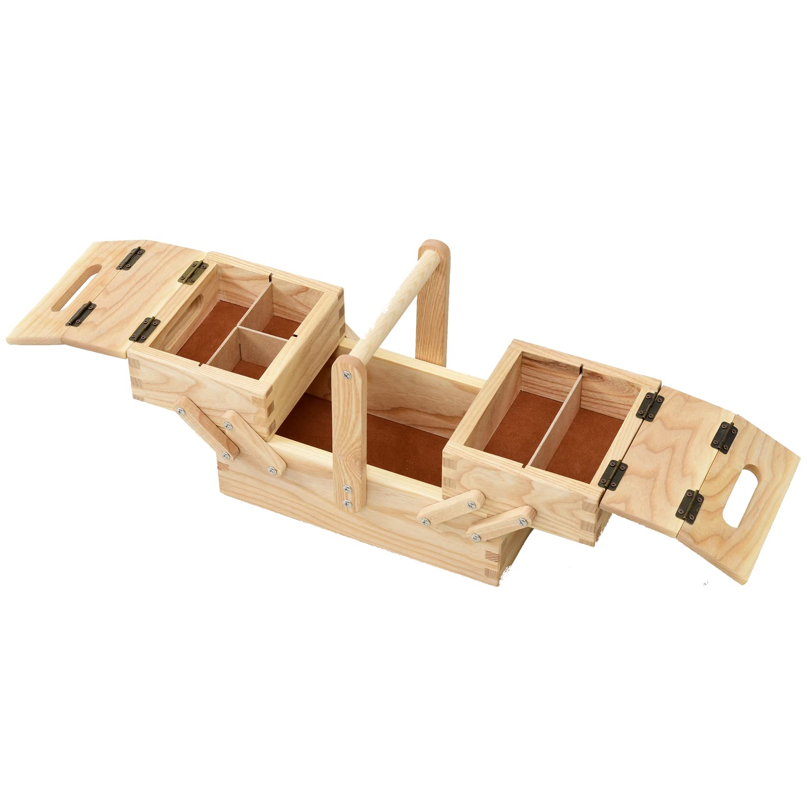 裁縫箱 【完成品】 仕切り付き(取り外し可能) ソーイングボックス 木製 幅30×奥行20×高さ24cm 救急箱 メイクボックス ナチュラル SMB-3024(NA)