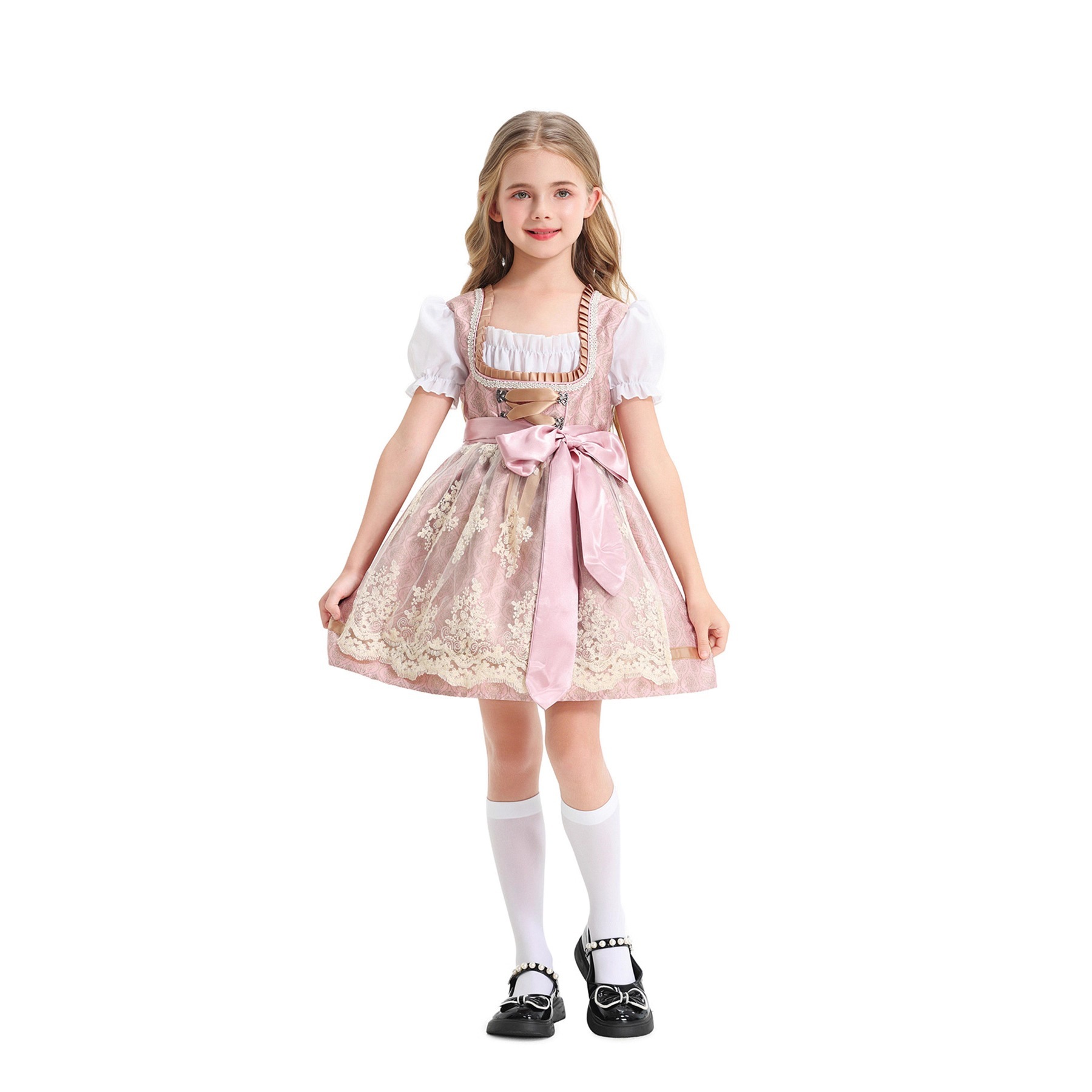 バイエルンの子供服ドイツのミュンヘンのオクトーバーフェストのメイド田園風の女の子農場のカーニバルドレス