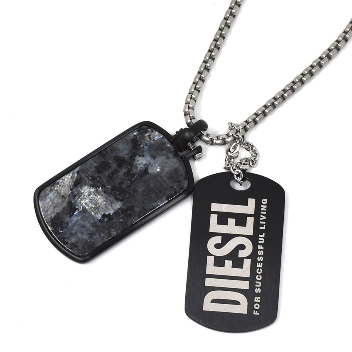 ネックレス DX1327040 FELDSPAR DOUBLE DOG TAG ダブルドッグタグ 天然石 ペンダント メンズ シルバー＋ブラック