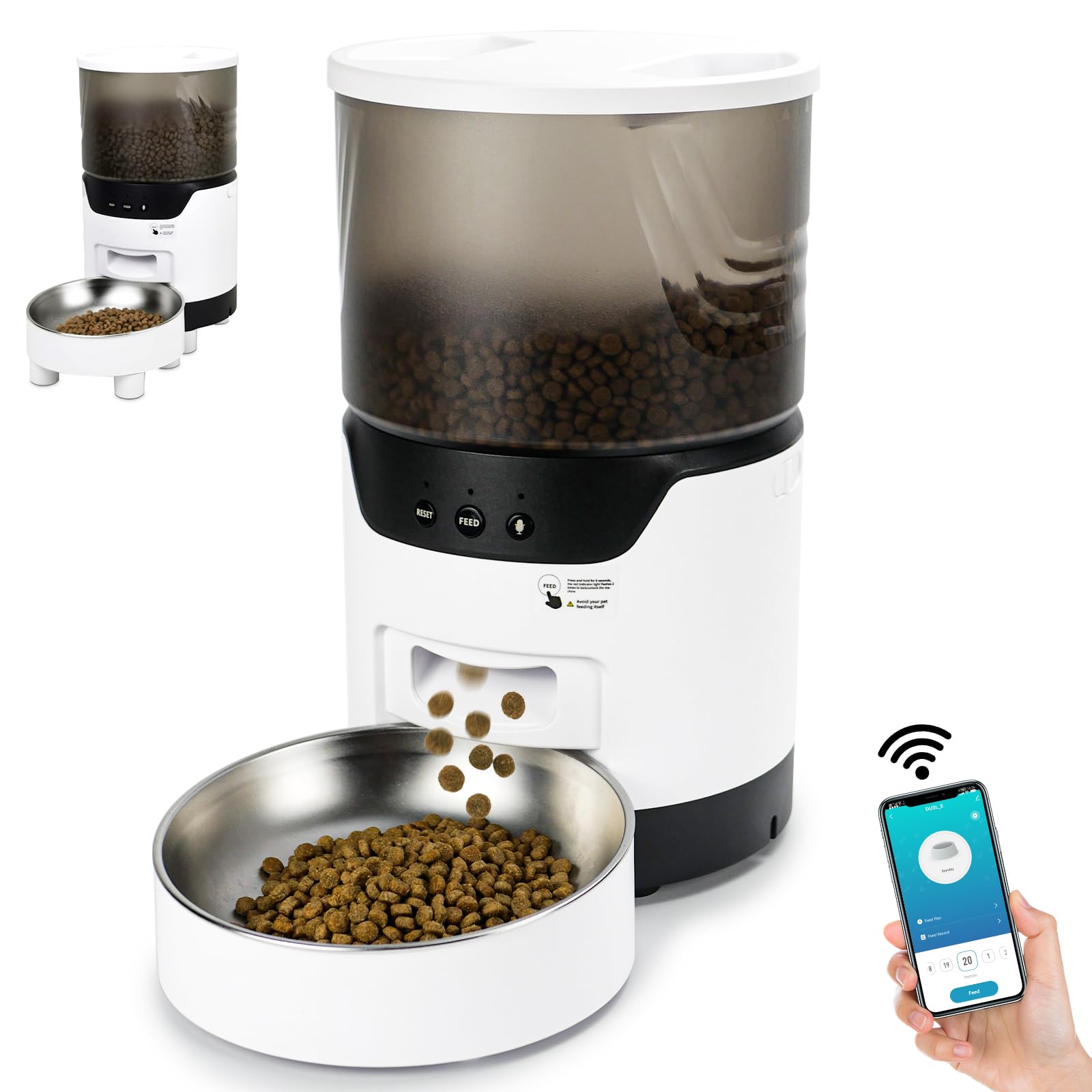 Kyoei-Tech[キョ-エイテック] 自動給餌器 猫用 中小型犬 1日10食 アプリ操作 wifi キャットフード いたずら防止 スマート自動えさやり器 ステンレス皿 設定簡単 スマホ遠隔操作 タ