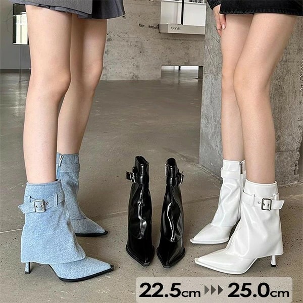 デニムブーツ レディースブーツ PU ショートブーツ 歩きやすい 疲れにくい靴 ファッションサイドジッパーブーツ 大きいサイズ スティレットヒールブーツ di042m5m5m3