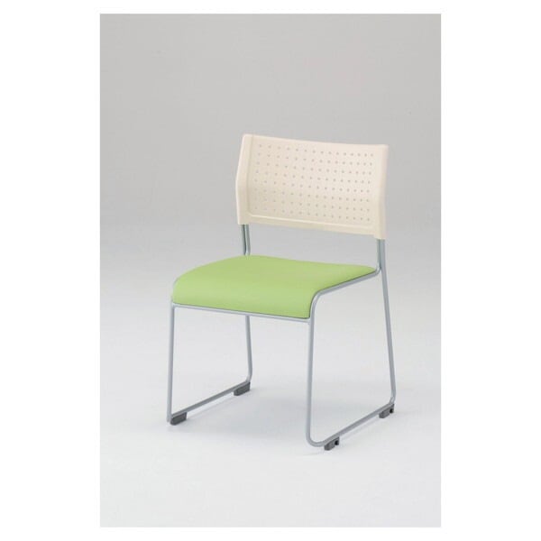 スタッキングチェア 背:樹脂 座:レザー ホワイト/グリーン ASL-110PV-W/GR 1脚 メーカー直送