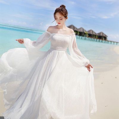 ワンピース デート ワンピドレス ロング 袖あり 長袖 春 夏 秋 10代 20代 30代 個性的 ホワイト S M L ガーリー こなれ感 エレガント フェアリー セクシー フェミニン フレア