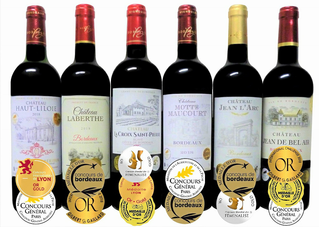 4セット ＡＬＬダブル金賞受賞　ソムリエ厳選　フランスボルドー産赤ワイン６本セット 750ml2