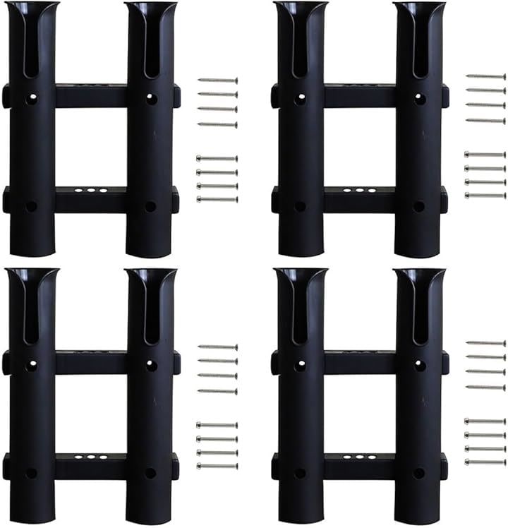 2連 ロッド ホルダー 竿 立て 置き 入れ 釣り 用 スタンド ネジ付き 固定 船 漁船 収納(ブラック4セット, 小型) 4,742円