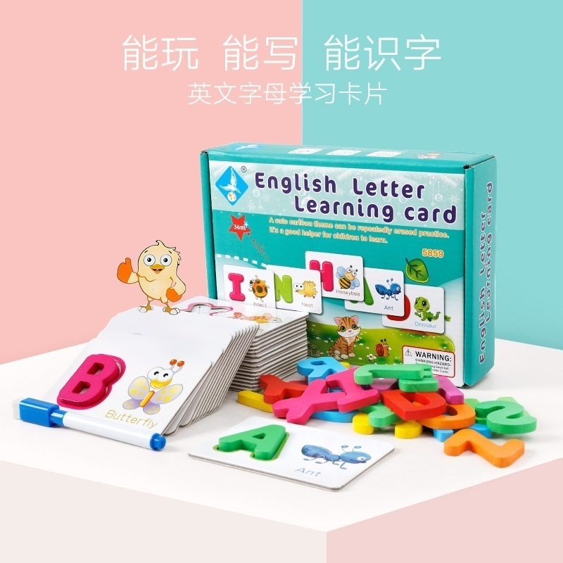 英語の文字と単語認知説明カード P0.5 子供教育赤ちゃん読み書き学習啓発早期教育おもちゃ