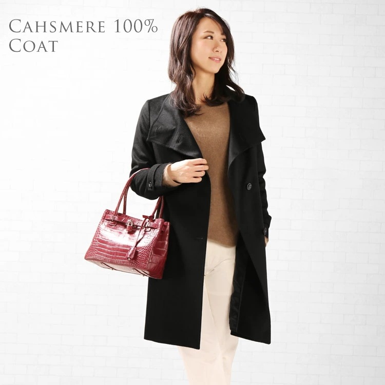 【1点限り】カシミヤ100%コートレディースブラックMサイズ