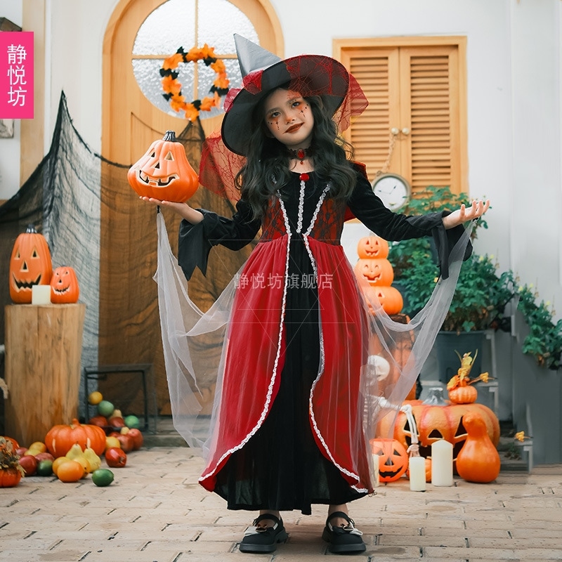 韓国の子供服ハロウィン子供用コスチューム魔女ドレス魔女ステージ衣装吸血鬼悪魔ローブ