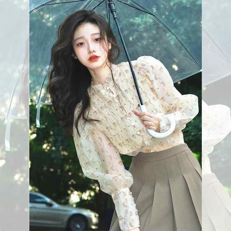 早割価格美 花柄 デザイン 春秋 トップス 長袖 シックで シャツ