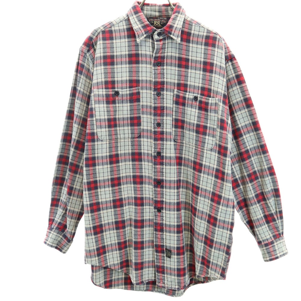 RRL 90s 初期タグ 赤3星 オールド チェック柄 長袖 ネルシャツ S グレー ダブルアールエル RALPH LAUREN ラルフローレン メンズ長袖シャツ
