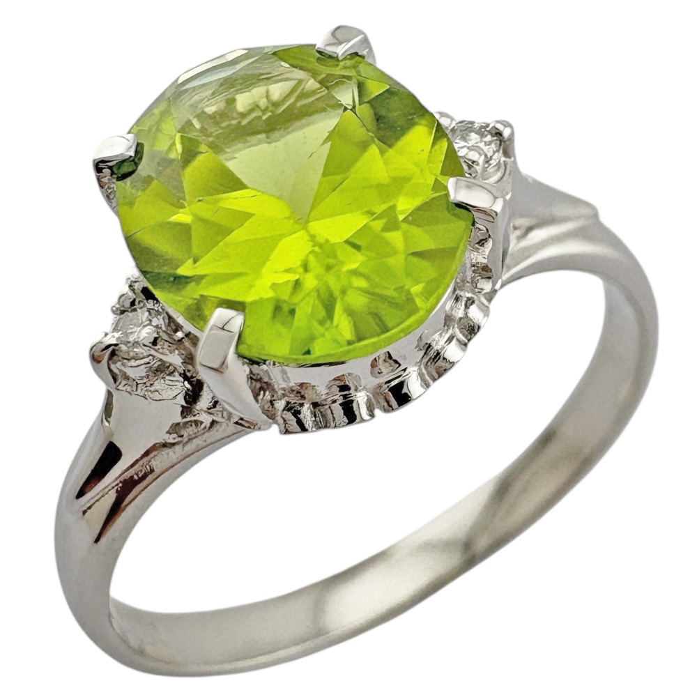 リング 指輪 13号 Pt900プラチナ ペリドット 中古 美品