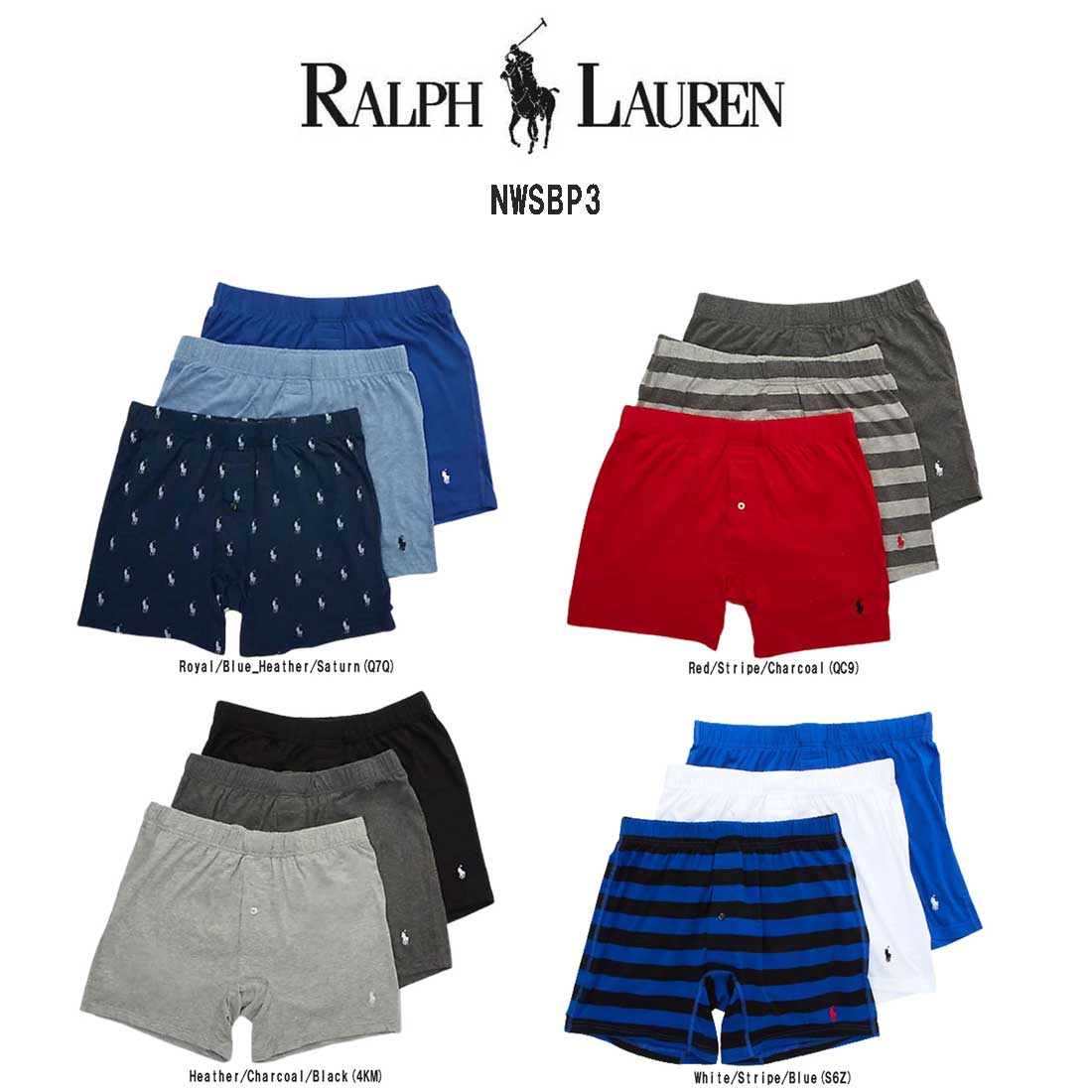 POLO RALPH LAUREN ニットボクサー ストレッチ クラシックフィット 3枚組 セット パック インナー メンズ 男性用 下着 NWSBP3