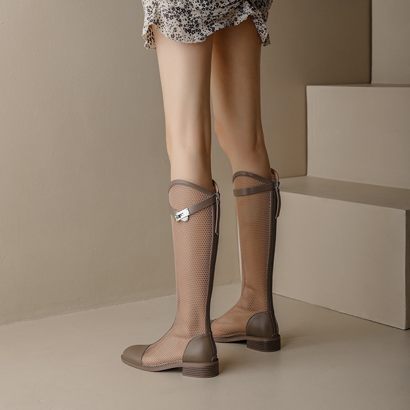 ロングメッシュブーツ レディース メッシュブーツ レディースブーツ ロングブーツ ブーツ サマーブー