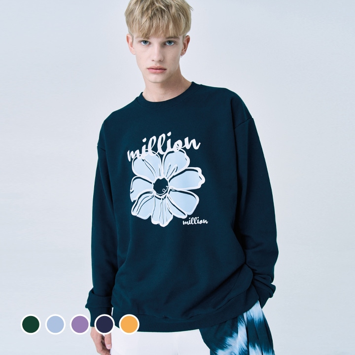 [GRAVER]★24FW★韓国人気★FLOWER KEYRING SWEATSHIRT セントマイケル SAINT Mxxxxxx FLOWER Sweat shirt （Gray