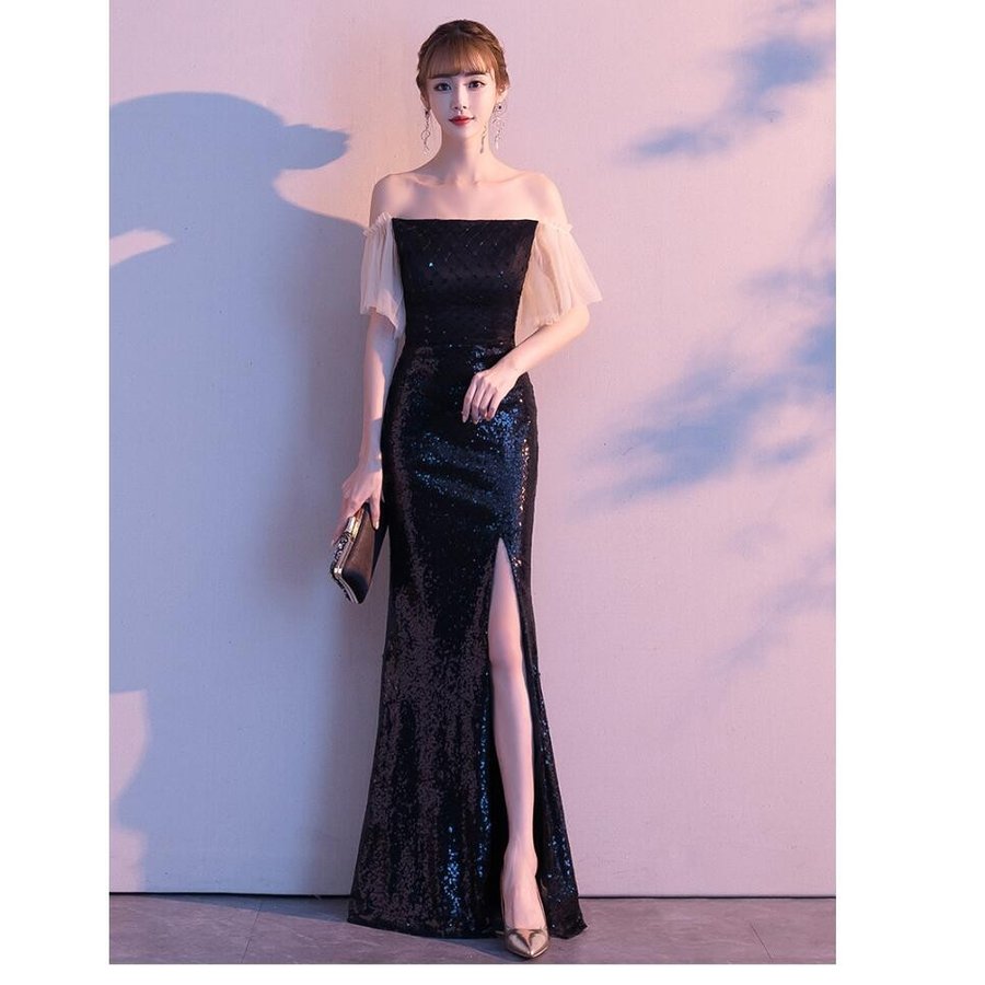 オフショルダー マーメイドドレス ウエディングドレス ナイトドレス ロングドレス パーディードレス