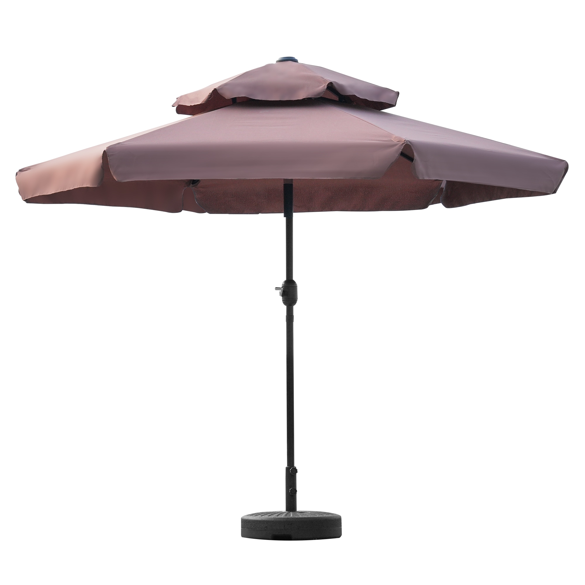 【国内発送】252【ブラウン・荷葉辺デザイン・直径270cm ・ベース付き】パラソル＋ベースセット 30+UPF紫外線対策 角度調整 パラソルセット ベース パラソル ガーデンパラソル