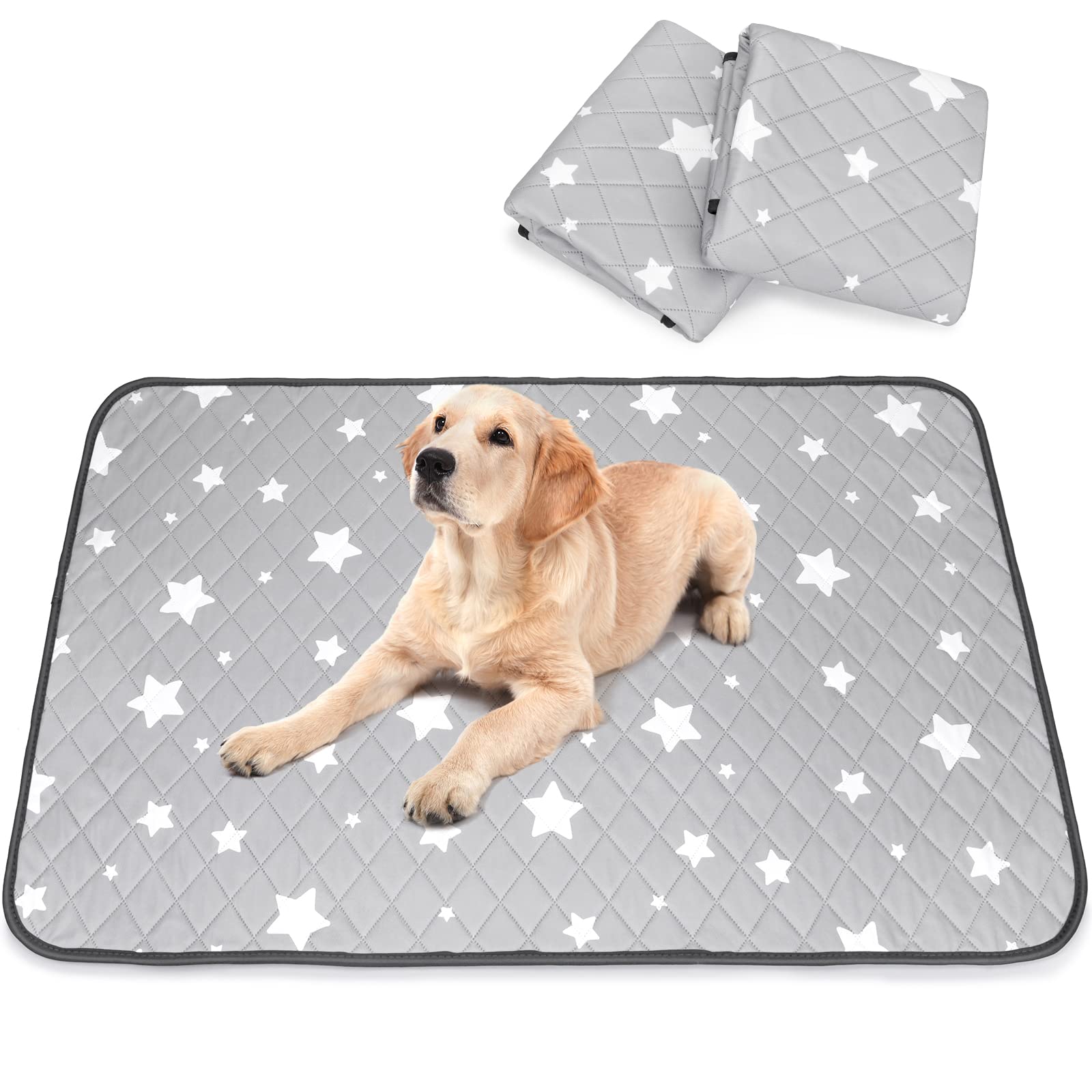ULIGOTA 洗える ペットシーツ 犬 猫用 おしっこマット ペットマット 下敷きマット 洗える 速乾 繰り返し使える（星柄 120×90cm 二枚セット）