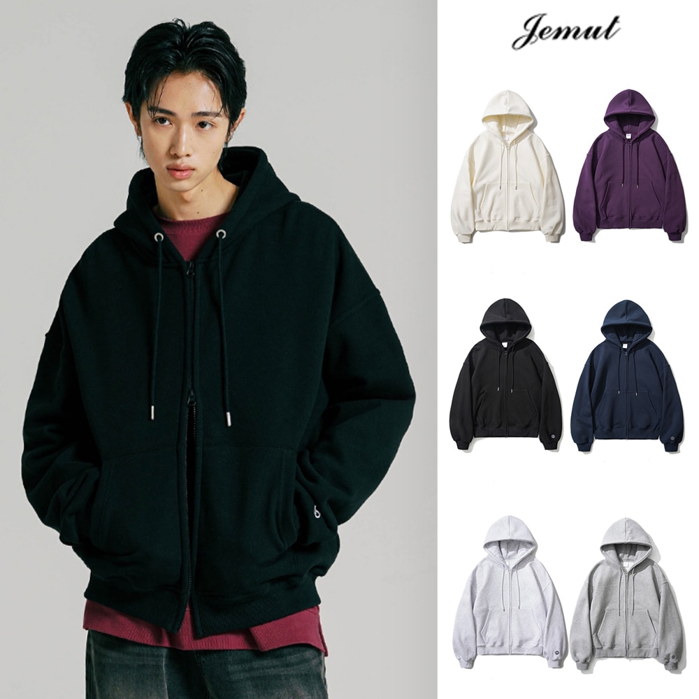 [JEMUT] Log 2-way brushed hood zip-up