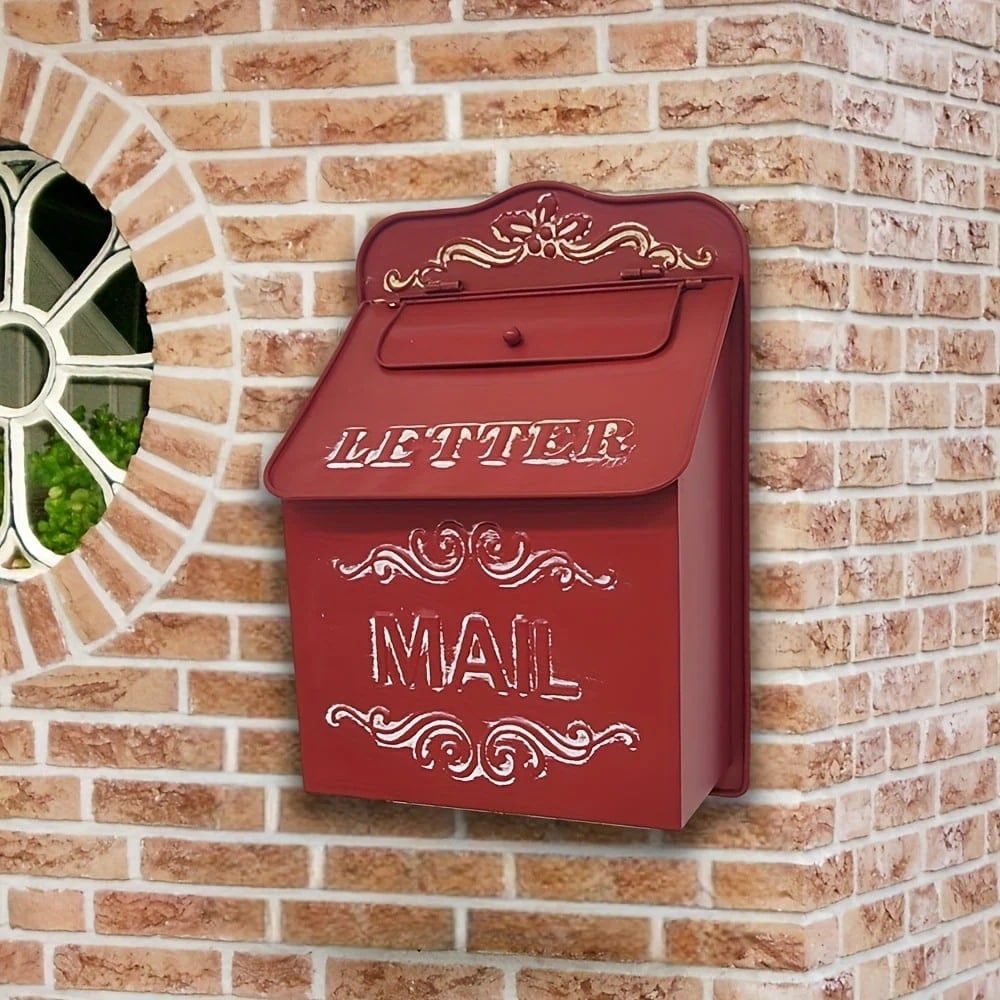 ポスト 壁掛け 郵便箱 郵便ポスト 郵便受け メールボックス アメリカン 壁付け ヴィンテージ風 金属 赤 緑 黒 レッド グリーン ブラック 3色 戸建て おしゃれ かわいい