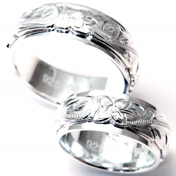 ハワイアンジュエリー リング プルメリア 花 スクロール 波 カットアウト彫り メンズ レディース シルバー925