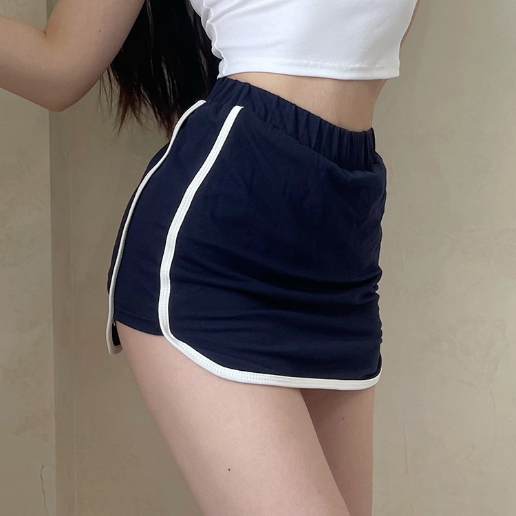 ミニスカート スカパン ハイウエスト スポーティー 伸縮性 レディース パンツ ボトムス スウェット ジャージ 部屋着 ミニ ショート 膝上 スリム 細身 かわいい シンプル カジュアル こなれ感