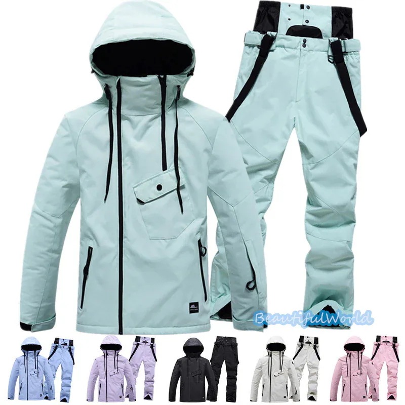 スノーボードウェア上下セットスキーウェアメンズレディースセットアップ男女兼用スノボウェアスノーボードジャケットパンツ撥水防風保温雪遊び暖かいH31