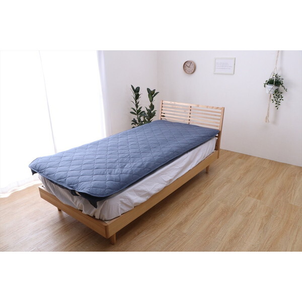 1192060190301 綿100% 洗える 天竺ニット おしゃれ 敷パッド シンプル 年間 新生活 天然素材 140×205cm ダブル ネイビー メーカー直送