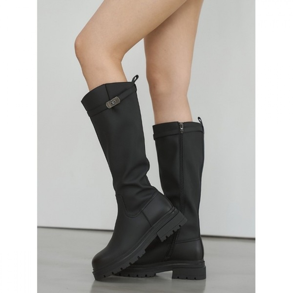 [Ninas Paris] 起毛裏地付きシルバータブラインスパンロングブーツ